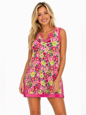 Lilly Pulitzer Pink Floral Sleeveless Midi Dress